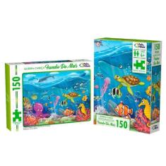Imagem de Quebra Cabeça Infantil Temático Fundo do Mar 150 Peças Pais & Filhos