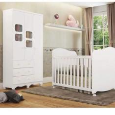 Imagem de Quarto de Bebê com Guarda Roupa 1 Porta com Janela e Berço 100% MDF Ul