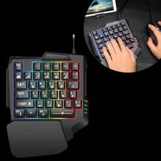 Imagem de Teclado Gamer Rgb Uma Mão Semi Mecânico Jogos USB