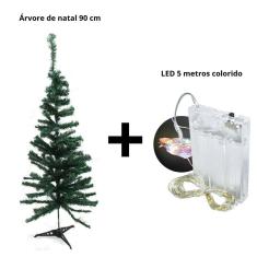 Imagem de Árvore De Natal 90Cm 80 Galhos Com Pisca Colorido A Pilha
