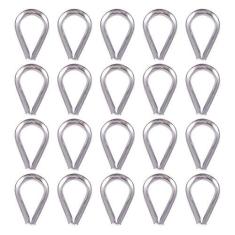 Imagem de Garneck 20 peças de cabo de aço inoxidável com dedais de anel triangular, fixadores de suspensão (prata)