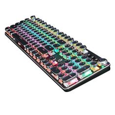 Imagem de Teclado mecânico PC retro, teclado luminoso punk de 104 teclas, com fio USB, 36 efeitos de iluminação, teclado mecânico rotativo para desktop, computador, PC Yongqin