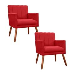 Jogo 2 Poltronas Decorativa Em Capitonê Para Sala de Espera Aurora Suede  Pink DL Decor em Promoção é no Buscapé