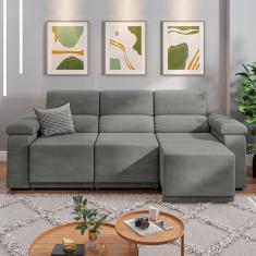 Imagem de Sofá Retrátil Desmontável Suede 2,10M 3 Lugares Cinza