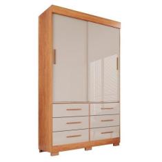 Imagem de Guarda Roupa 2 Portas 6 Gavetas Mdp Com Pés Cinamomo E Off - Sallêto