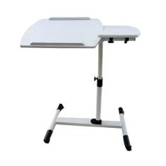 Imagem de SilteD Mesa sobre a cama ajustável com rodas, mesa dobrável, mesa móvel para laptop com rodinhas, mesa portátil com carrinho, estação de trabalho para computador móvel, branca