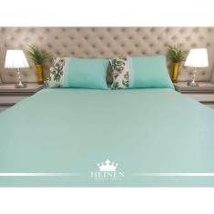 Imagem de Jogo De Cama Queen 3 Pçs Em Malha 100% Algodão Verde