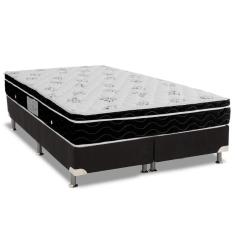 Imagem de Cama Box King: Colchão Molas Bonnel Ortobom Nanolastic Physical Spring + Base Crc Suede Black(193x203)
