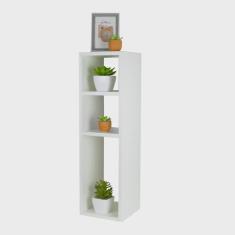 Imagem de Mesa de Cabeceira com Nichos Branca Cama Solteiro Quarto Sala 70cm