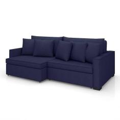 Imagem de sofá 3 lugares retrátil e reclinável rivera linho bouclé azul 225 cm