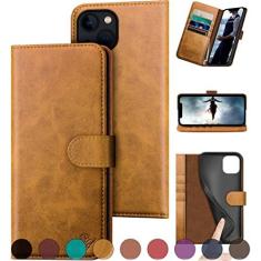 Imagem de DuckSky Capa carteira de couro genuíno para iPhone 15 de 6,1 polegadas 【Bloqueio RFID】【Suporte para 4 cartões de crédito】【Couro verdadeiro】 Capa protetora flip folio livro capa protetora feminina