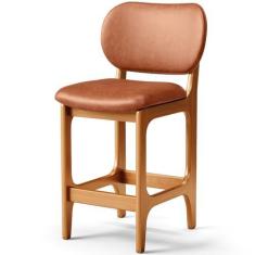 Imagem de Banqueta Baixa Bar Cozinha E Sala De Jantar Fixa Betta L02 Imbuia Couríssimo Camel - Lyam Decor