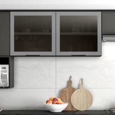 Imagem de Armário Aéreo para Cozinha 120cm 2 Portas com Vidro Etna - Poliman Móv