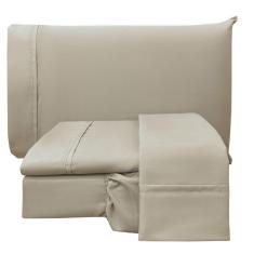 Imagem de Jogo De Cama Lençol Casal Conforto Percal 300 Fios 4 Peças - Bege