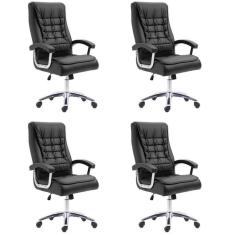 Imagem de Kit 4 Cadeiras Big Mola Ensacada Escritório Pres Giratória em Couro com Nr17 Espresso Móveis Preto