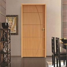 Imagem de Kit Porta de Madeira 210x82cm Batente 11cm Fechadura Golf Belissima 5 Rodam Imbuia