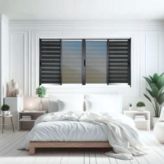 Imagem de Veneziana Elite 6 Folhas Moveis 100 X 200 Vidro Reflex Preto