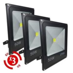 Imagem de Refletor Led 50w Holofote Bivolt Prova D'água Branco Frio Kit 3 unidades