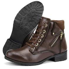 Imagem de Bota Tratorada Cano Curto Confortável SapatoFran com Zíper (40, CAFÉ)