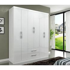 Imagem de Guarda Roupa Casal 6 Portas e 2 Gavetas Fortaleza Mapi Móveis Branco