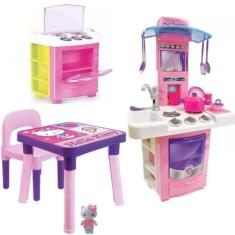 Imagem de Mesa Hello Kitty Infantil Desmontável + Fogão E Big Cozinha - Monte Lí