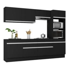 Imagem de Armário de Cozinha Completa 5 peças com Rodapé Mp2180 Made Multimóveis Preto/branco