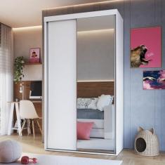 Imagem de Guarda-roupa Solteiro com Espelho 2 Portas de Correr Rc2205 Branco