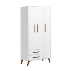 Imagem de Guarda Roupa 3 Pts E 2Gavetas Q Encanto Retrô Branco Acetinado - Monta