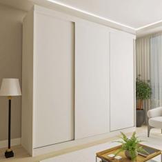 Imagem de Guarda-Roupa Casal Cronos 3 Portas de Correr 4 Gavetas Branco - Minast