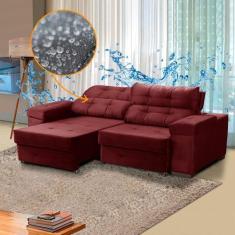 Imagem de Sofá 3 Lugares Veludo Impermeabilizado Vermelho Ravello 220 Cm Retráti