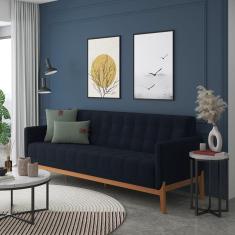 Imagem de Sofá 3 Lugares 200cm Brooks Azul Marinho