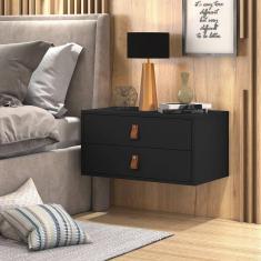 Imagem de  Unic 60cm: Mesa de Canto Cama 2 Gavetas Preto 