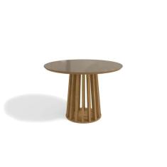 Imagem de Mesa p/ Cozinha Lavanda c/ Tampo Madeirado c/ Vidro 105x105cm Nogueira/Vidro Bronze - Kappesberg