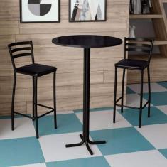 Imagem de Conjunto de Mesa Bistrô e 2 Banquetas Ipanema Preto