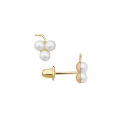 Imagem de Brinco Infantil de Pérola Natural Em Ouro 18k 3 Marias - AGAPRIME JOIA