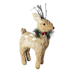 Imagem de Rena Em Pé De Palha Galhos 35X21X10Cm Enfeite De Natal