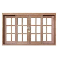 Imagem de Janela de Correr Quadriculada Isabela Revestimentos 120cmx180cmx14cm Cedro Arana