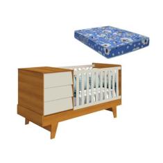 Imagem de Berço Americano Multifuncional 4 Em 1 Prince Areia Fosco/Savana Fosco Com Colchão - Reller