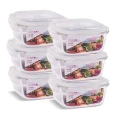 Imagem de KIT 6 Potes Vidro Herméticos Quadrados 800ml