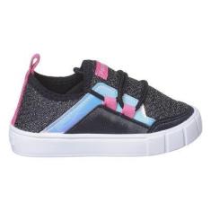 Imagem de Tênis Infantil Feminino Faixa Refletiva Multicolor Cano Baixo Pé com Pé-Feminino