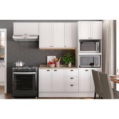 Imagem de Cozinha Completa Bella 4 Peças (2Armários+1Balcão+1Paneleiro) C4P57 Branco - Carraro