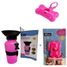 Imagem de Bebedouro garrafa squeeze de água portátil pet cães gatos passeios viagem - 500ML + Porta Saquinho