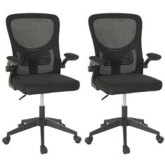 Imagem de Kit 2 Cadeiras de Escritório Giratória Mônaco com Relax e Regulagem de Altura - All Black