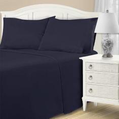 Imagem de Superior Jogo de cama de mistura de algodão 1200 fios, lençóis com bolso profundo, rico em algodão, 1 lençol elástico com elástico alto, 1 lençol de cima, 2 fronhas, roupa de cama diária macia, tecido