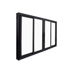 Imagem de Janela de Correr Abertura Central Premium 4 Folhas Vidro Liso 100x150cm CRV Portas e Janelas Preto