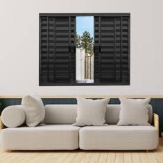 Imagem de Janela Veneziana de Alumínio 6 Folhas 100 x 150cm Modular Esquadrias Bergame Preto