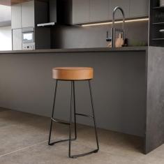 Imagem de Banqueta Nice em Aço Industrial Yescasa Preto/Caramelo