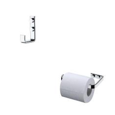 Imagem de Kit Para Banheiro Gancho + Porta Papel Higiênico Aço Cromado - Vip cap