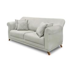 Imagem de Sofá 220cm 3 Lugares Com 4 Almofadas Veludo Prata