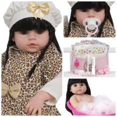 Imagem de Boneca Reborn Valentina Conjunto Oncinha Bolsa Vários Itens - Cegonha